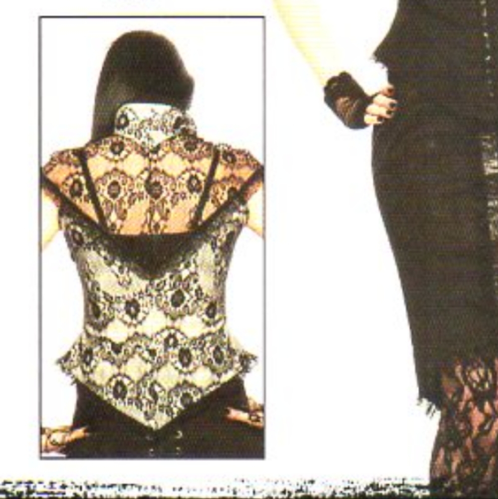 Y2K Vintage Lip Service High Collar Lace Hook & Eye Corset Top Size Medium